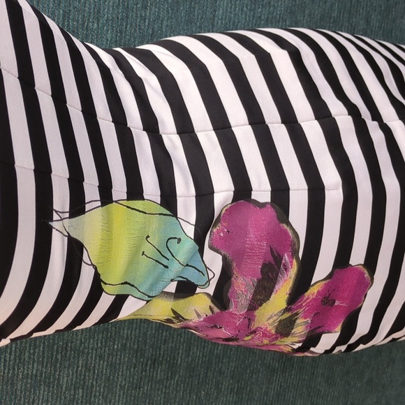 Caché Horizontal Striped Bodycon Dress With Floral Splash - Picture 10 of 13